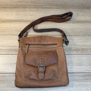 Harbour 2nd Cognac Brown Leather Crossbody Bag Purse Distressed Flap Anchor